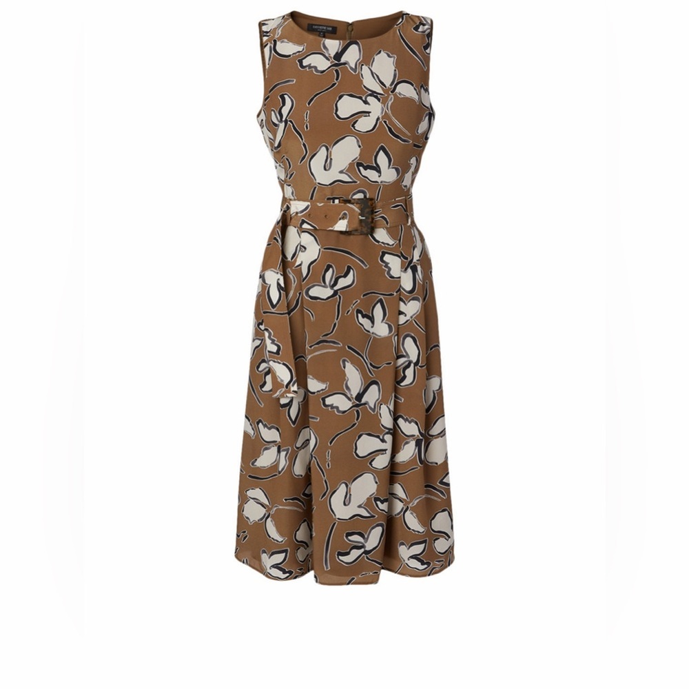 Lafayette 148 New York Brown Floral Midi Dress